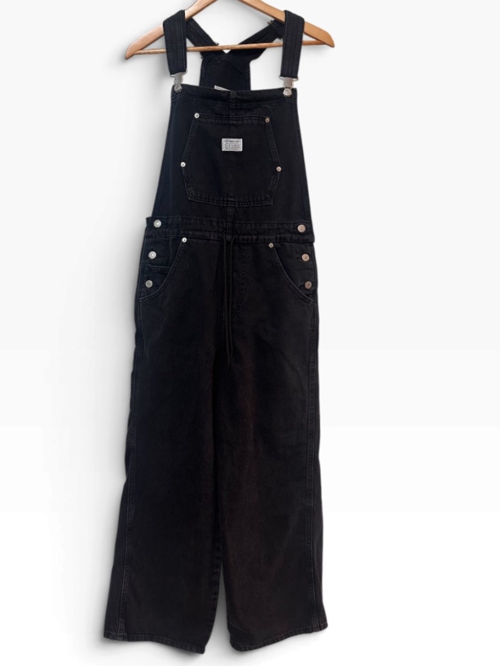 Levi’s Vintage Style Black Washed Denim Overalls Straight Leg